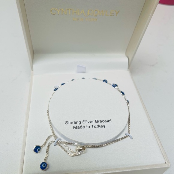 Cynthia Rowley Silver and Blue Turkish-eyed Beaded Bracelet - Picture 1 of 4